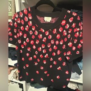 Kate Spade Black Sweater with Red Floral Design